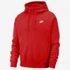 Nike Sportswear Club Fleece Full Zip Hoodie Red/white Bv2645-657 Men's In Red