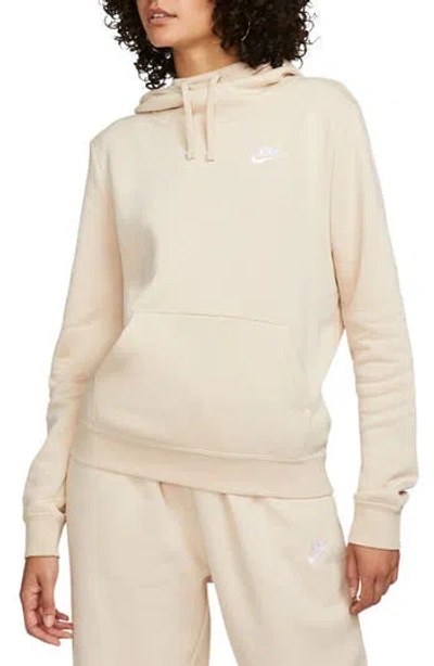 Nike Sportswear Club Fleece Funnel Neck Hoodie In Sanddrift/white
