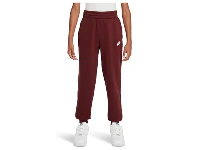 Nike Sportswear Club Fleece Joggers (little Kid/big Kid) Kid's Clothing Dark Team Red/white : Xs (6-7 Lit In Brown