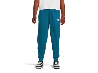 Nike Sportswear Club Fleece Joggers (little Kid/big Kid) Kid's Clothing Green Abyss/white : Xl (18-20 Big In Blue