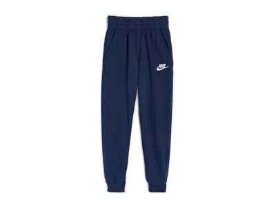 Nike Sportswear Club Fleece Joggers (little Kid/big Kid) Kid's Clothing Midnight Navy/white : Xl (18-20 B In Blue