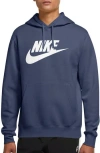 Nike Sportswear Club Fleece Logo Hoodie In Midnight Navy/white