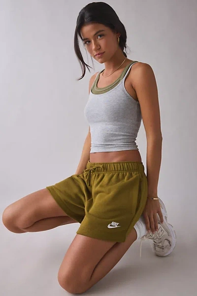 Nike Sportswear Club Fleece Mid-rise Shorts In Dark Green, Women's At Urban Outfitters