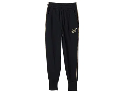 Nike Sportswear Club Fleece Oversized Joggers (little Kid/big Kid) Girl's Clothing Black/metallic Gold : 