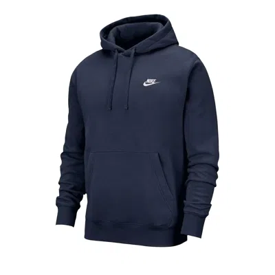 Pre-owned Nike Sportswear Club Fleece Pullover Hoodie 'midnight Navy/white' | Blue | Men's Size M