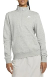 Nike Women's  Sportswear Club Fleece 1/2-zip Sweatshirt In Dark Grey Heather/white