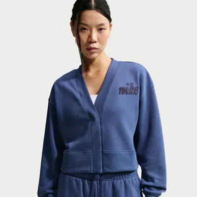Nike Sportswear Club Fleece Women's Loose Cardigan In Blue
