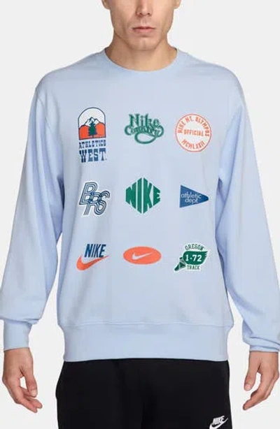Nike Sportswear Club French Terry Crewneck Sweatshirt In Blue