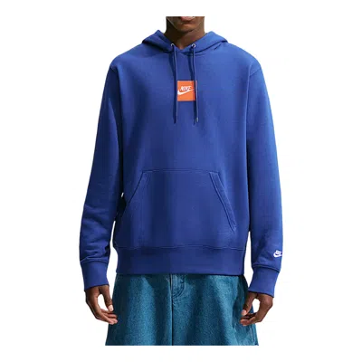 Nike Sportswear Club French Terry Hoodie 'deep Royal Blue White' In Deep Royal Blue/white