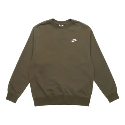 Nike Sportswear Club French Terry Logo Sweatshirt 'olive Khaki' In Green