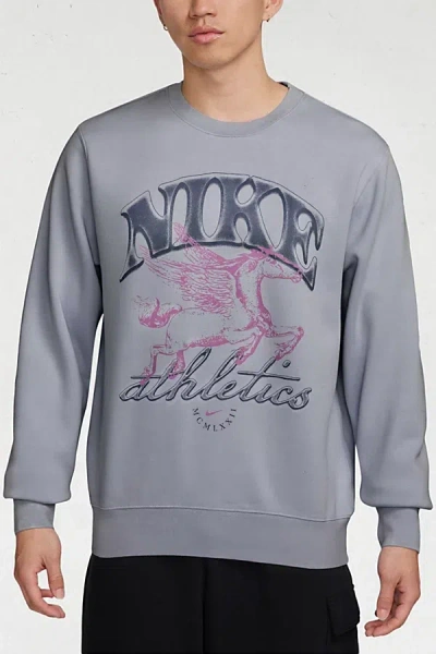Nike Sportswear Club Graphic Crew Neck Sweatshirt In Ghost, Men's At Urban Outfitters In Gray