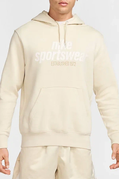 Nike Sportswear Club Graphic Hoodie Sweatshirt In Light Khaki, Men's At Urban Outfitters In Brown