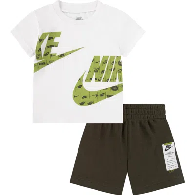 Nike Babies'  Sportswear Club Graphic T-shirt & Sweat Shorts Set In Multi