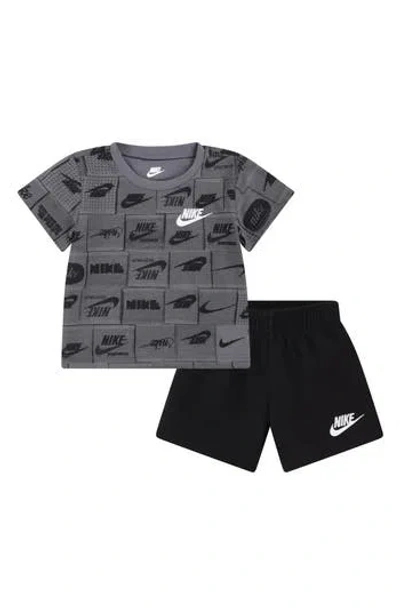 Nike Babies'  Sportswear Club Graphic T-shirt & Sweat Shorts Set In Gray
