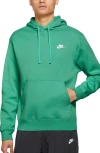 Nike Club Fleece Pullover Hoodie In Malachite/ Malachite/ White