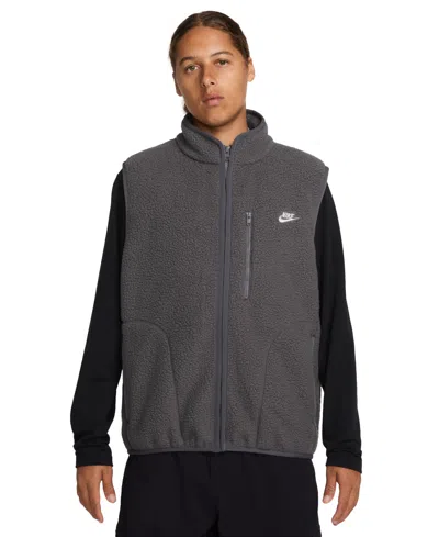 Nike Sportswear Club Men's Fleece Winterized Zip-front Vest In Irngry,whi