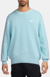Nike Sportswear Club Oversize Crewneck Sweater In Glacier Blue/white