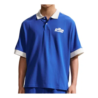 Nike Sportswear Club Oversized Polo Shirt 'game Royal Sail' In Black