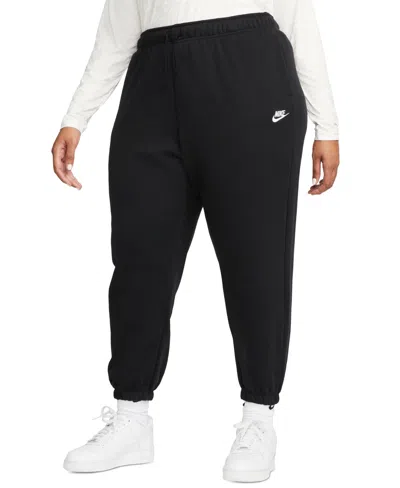 Nike Sportswear Club Plus Size Fleece Mid-rise Oversized Sweatpants In Black