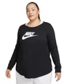 Nike Women's  Sportswear Club Long-sleeve T-shirt (plus Size) In Beypnk