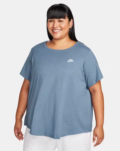 Nike Sportswear Club Plus Size T-shirt Women's Diffused Blue Cotton Fts509