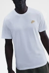 Nike Sportswear Club Tee In White/metallic Gold At Urban Outfitters