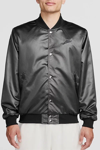 Nike Sportswear Club Varsity Jacket In Black, Men's At Urban Outfitters