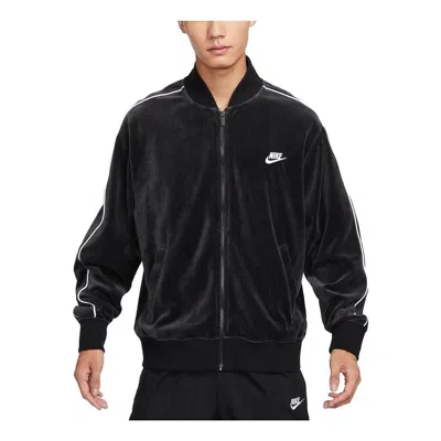 Nike Sportswear Club Velour Jacket 'black White'