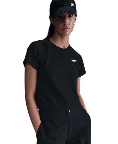 Nike Sportswear Club Women's Cotton Logo Short-sleeve T-shirt In Black