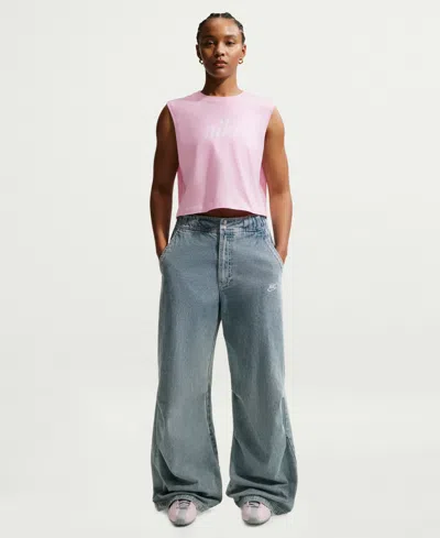 Nike Sportswear Club Women's Loose Cropped Tank Top In Pink