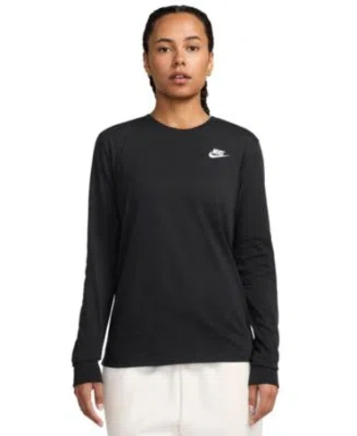 Nike Sportswear Club Womens Cotton Long Sleeve T Shirt Xs 3x In Multi