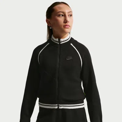 Nike Sportswear Collection Big Kids' (girls') Sweater Track Jacket In Black