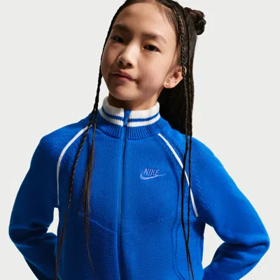 Nike Sportswear Collection Big Kids' (girls') Sweater Track Jacket In Blue