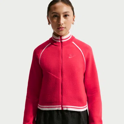 Nike Sportswear Collection Big Kids' (girls') Sweater Track Jacket In Red