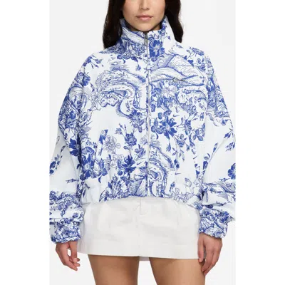 Nike Sportswear Collection Jacquard Track Jacket In White/hyper Royal/black