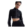 Nike Sportswear Collection Women's Cropped Velour Full-zip Top In Black