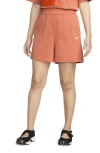 Nike Sportswear Cotton Jersey Shorts In Madder Root/white