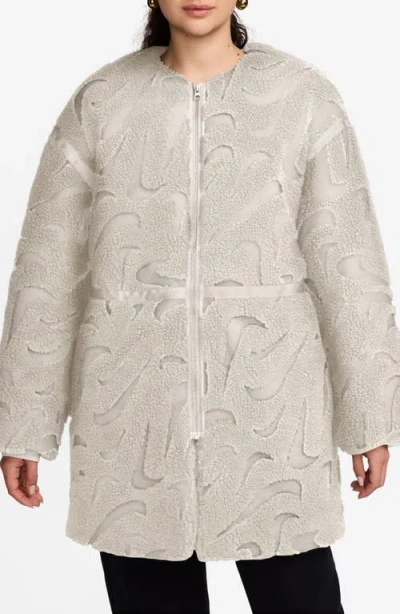 Nike Sportswear Cozy Loose Textured Jacket In Light Orewood Brown