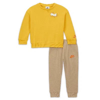 Nike Sportswear Create Your Own Adventure Baby (12-24m) French Terry Graphic Crew Set In Yellow