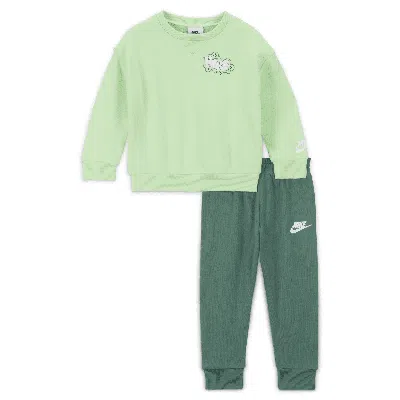 Nike Sportswear Create Your Own Adventure Baby (12-24m) French Terry Graphic Crew Set In Green