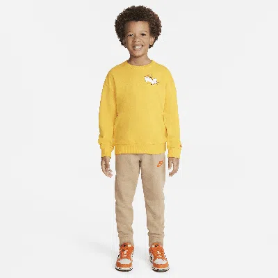 Nike Sportswear Create Your Own Adventure Little Kids' French Terry Graphic Crew Set In Brown