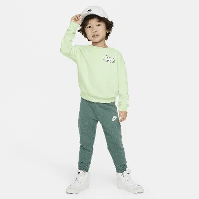 Nike Babies' Sportswear Create Your Own Adventure Toddler French Terry Graphic Crew Set In Green