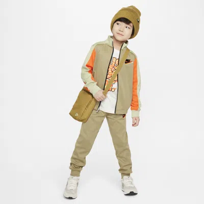 Nike Sportswear Dri-fit Reimagine Little Kids' Tricot Set In Brown