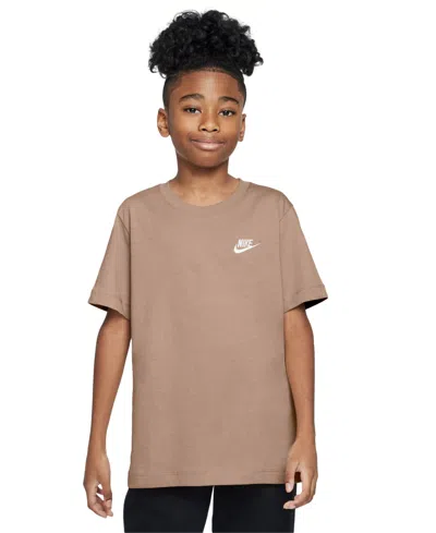 Nike Kids' Sportswear Embroidered Logo Graphic T-shirt In Brown