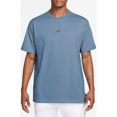 Nike Sportswear Embroidered Swoosh Cotton T-shirt In Blue