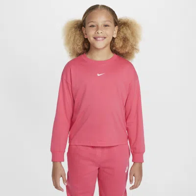 Nike Sportswear Essential Big Kids' (girls') Long-sleeve T-shirt In Pink