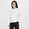 Nike Sportswear Essential Big Kids' (girls') Long-sleeve T-shirt In White