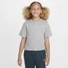 Nike Kids' Big Girls Sportswear Essential Cotton Swoosh Logo T-shirt In Dk Grey Heather