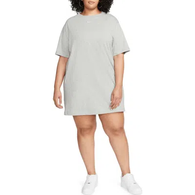 Nike Sportswear Essential Cotton T-shirt Dress In Gray
