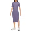 Nike Sportswear Essential Crewneck Midi Dress In Daybreak/ Black